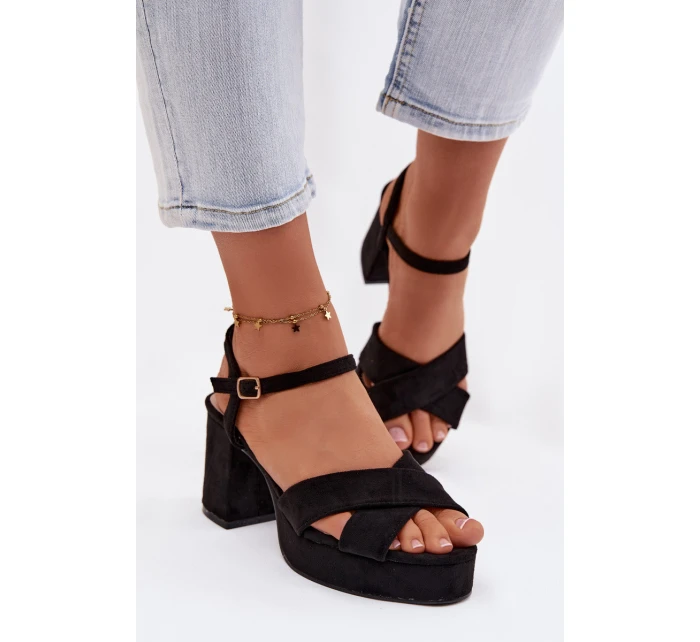 Dámské sandály na podpatku Černé Janelia Dámské sandály na podpatku Černé Janelia