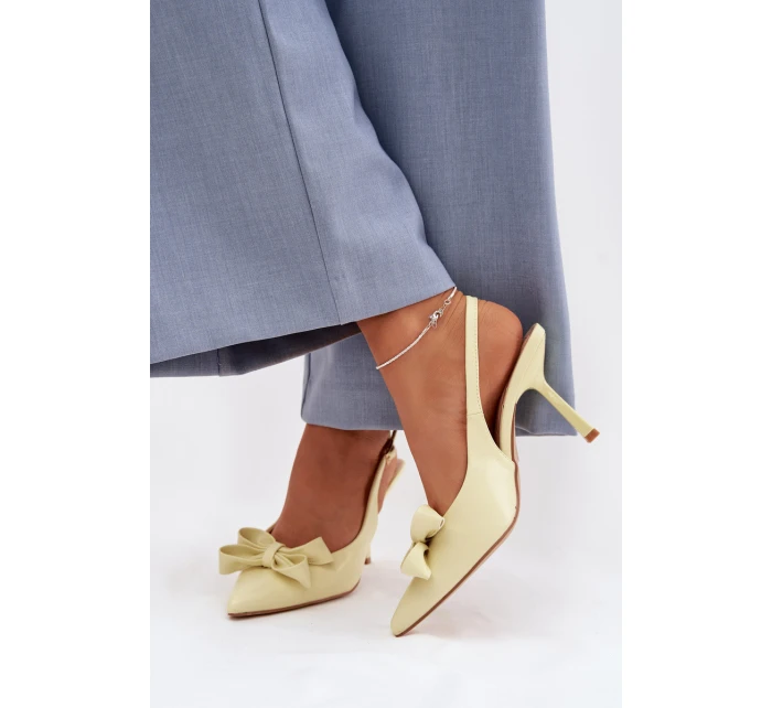 Dámské sandály na podpatku s mašlí Žluté Jonera