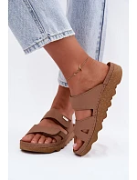 Dámske kožené papuče s prackami Inblu CX0004KU Brown