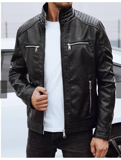 Pánská kožená bunda 11Z8151 černá - FashionStreet