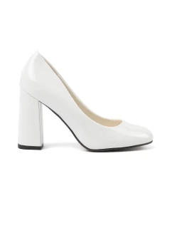 Jedinečné  lodičky dámské bílé na širokém podpatku