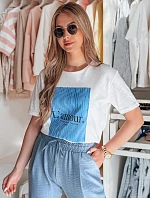 Dámske bavlnené tričko s potlačou LAMOUR biele FashionStreet RY2587