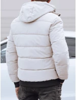 Bunda zimní pánská prošívaná s kapucí bílá FashionStreet TX4843 Bunda zimní pánská prošívaná s kapucí bílá FashionStreet TX4843