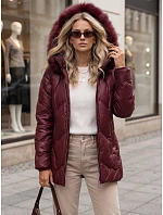 Dámska zimná prešívaná bunda LOVEINSIDE s kožušinovým lemom, bordová, FashionStreet TY5813 Dámska zimná prešívaná bunda LOVEINSIDE s kožušinovým lemom, bordová, FashionStreet TY5813