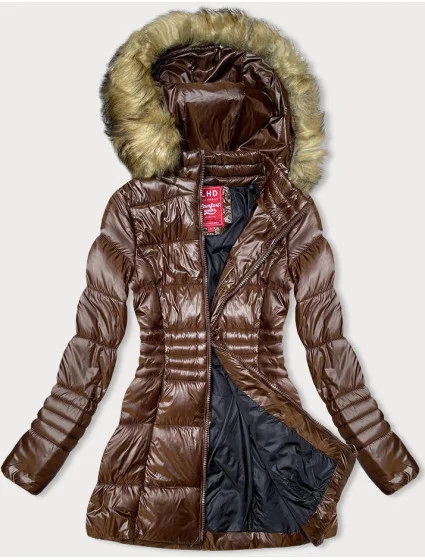 Hnědá dámská prošívaná bunda pro přechodné období model 18894367 - LHD Hnědá dámská prošívaná bunda pro přechodné období model 18894367 - LHD