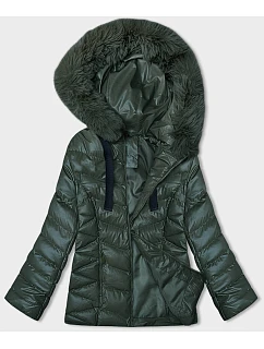 Tmavě zelená krátká zimní bunda s kapucí model 21246222 - J.STYLE