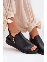 Sandały Damskie Na Koturnie Czarne Mevinette