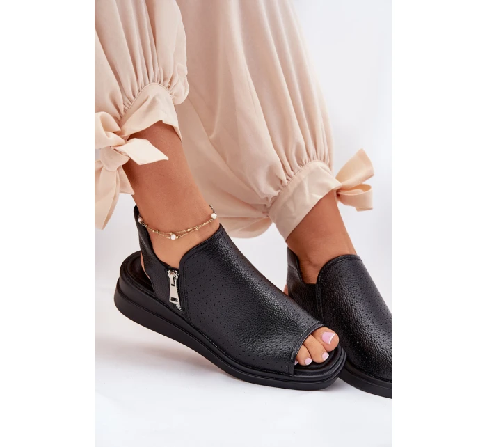 Sandały Damskie Na Koturnie Czarne Mevinette