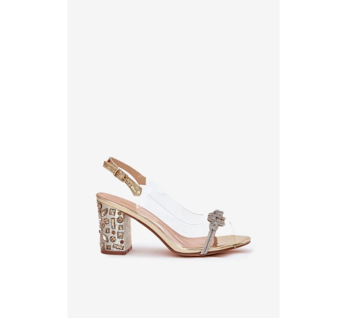 Transparentne Sandały Na Słupku D&A MR51-705 Złote