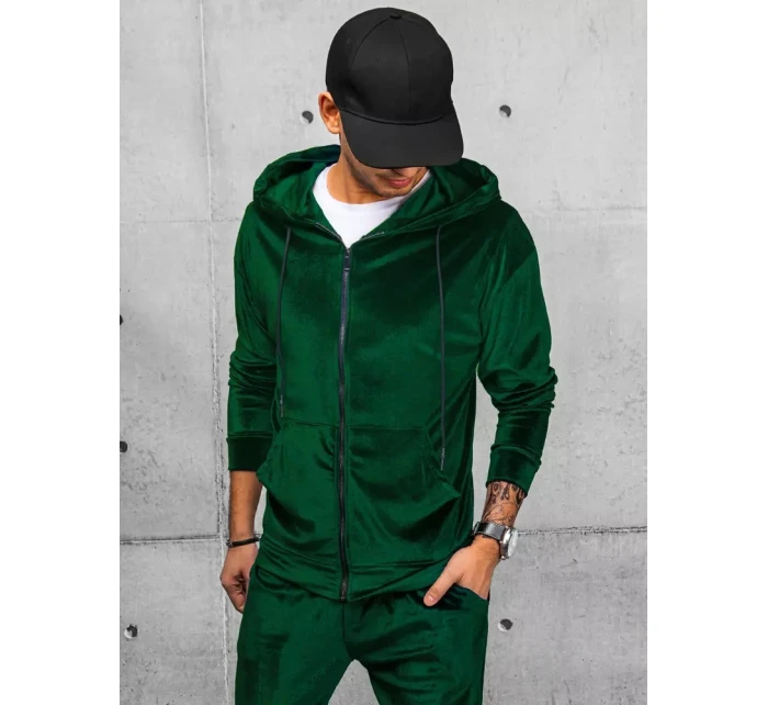 Pánska zelená velúrová mikina FashionStreet BX5543