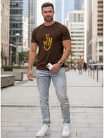 Koszulka męska z nadrukiem Smile brązowa model 22182623 - FashionStreet