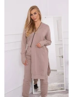 Mikinová súprava s dlhšou stranou tmavo béžová