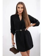 Šaty s delšími zády a pásem černý