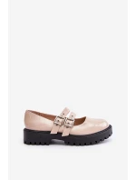 Dámské Lakované Polobotky S Pásky Béžové model 21671071 - Boto Dámské Lakované Polobotky S Pásky Béžové model 21671071 - Boto