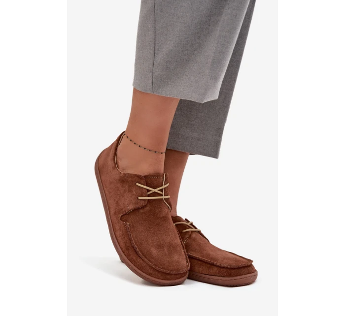 Półbuty Damskie Typu Barefoot Z Naturalnego Zamszu Zazoo 327 Brązowe