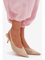Dámské sandály z na podpatku Béžové model 22103173 - Boto