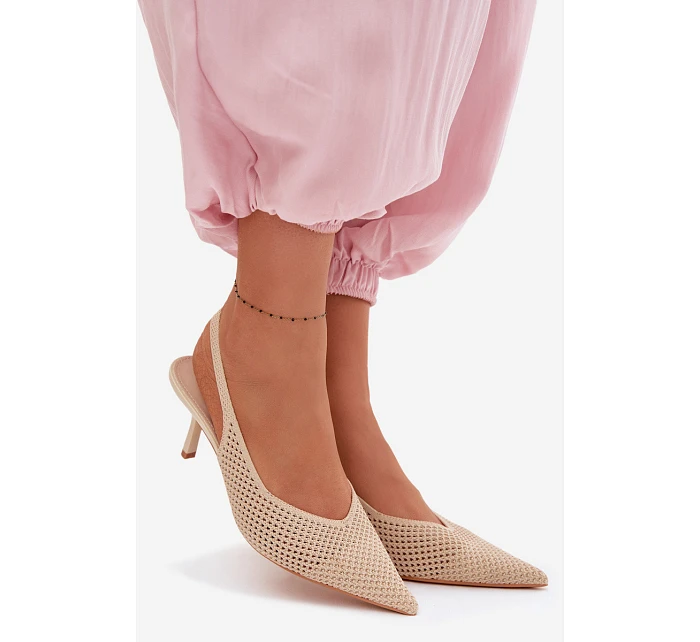 Dámské sandály z na podpatku Béžové model 22103173 - Boto