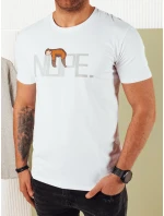 Pánske biele tričko s potlačou FashionStreet RX5361 Pánske biele tričko s potlačou FashionStreet RX5361