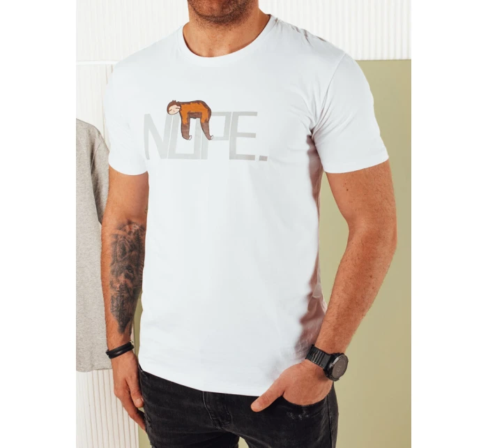 Pánske biele tričko s potlačou FashionStreet RX5361 Pánske biele tričko s potlačou FashionStreet RX5361