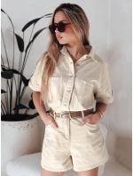 džínový krátký overal béžový Dstreet model 21988019 - FashionStreet džínový krátký overal béžový Dstreet model 21988019 - FashionStreet
