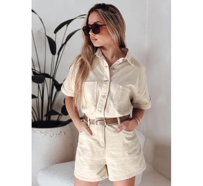 džínový krátký overal béžový Dstreet model 21988019 - FashionStreet džínový krátký overal béžový Dstreet model 21988019 - FashionStreet