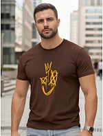 Koszulka męska z nadrukiem Smile brązowa model 22182623 - FashionStreet