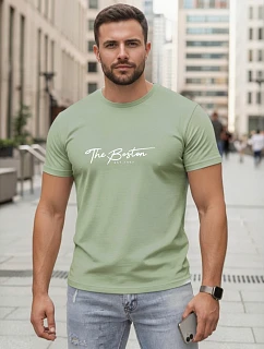 Pánske bavlnené tričko s potlačou „The Boston“, zelené, FashionStreet NX5129R