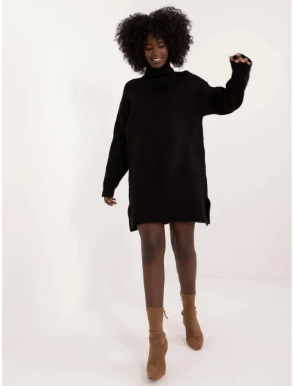 Čierne látkové šaty s rolákom (0547) Čierne látkové šaty s rolákom (0547)