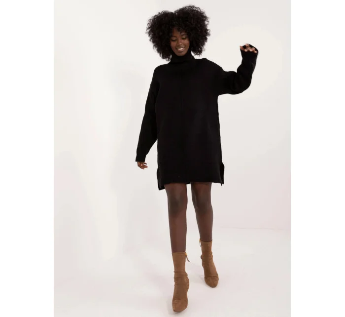 Čierne látkové šaty s rolákom (0547) Čierne látkové šaty s rolákom (0547)