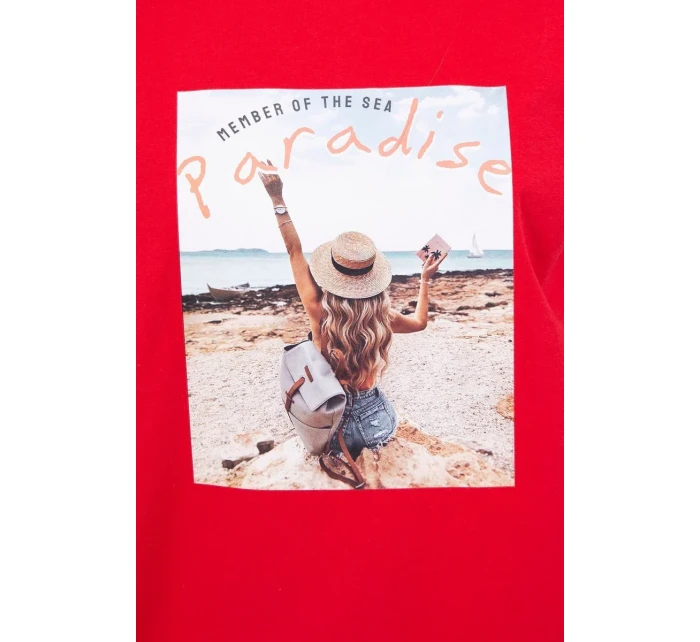 Halenka s potiskem Paradise červená