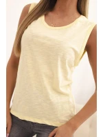 Dámske bavlnené tričko bez rukávov klasického strihu v žltej farbe