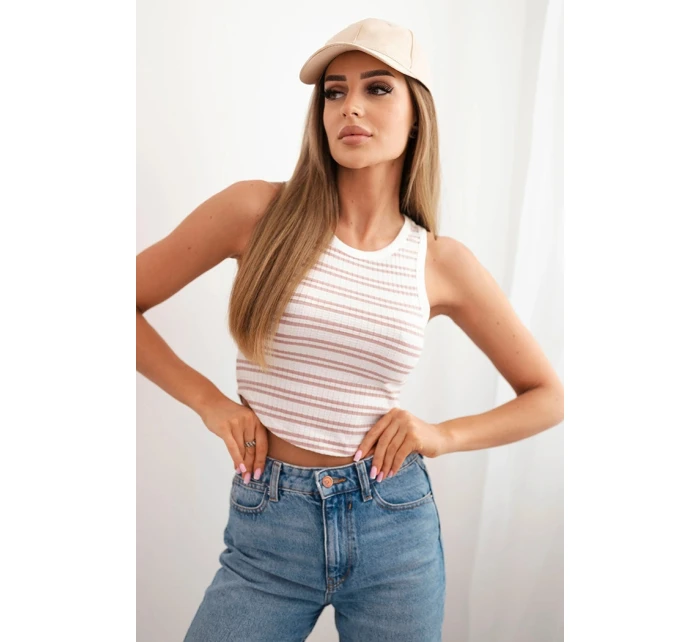 Dámska bavlnená pruhovaná blúzka bez rukávov tmavoružová Dámska bavlnená pruhovaná blúzka bez rukávov tmavoružová