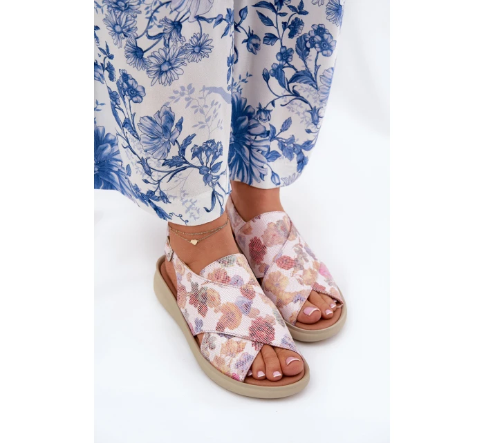 Sandały Damskie Z Eko Skóry W Kwiaty Multikolor Tosmelia Sandały Damskie Z Eko Skóry W Kwiaty Multikolor Tosmelia