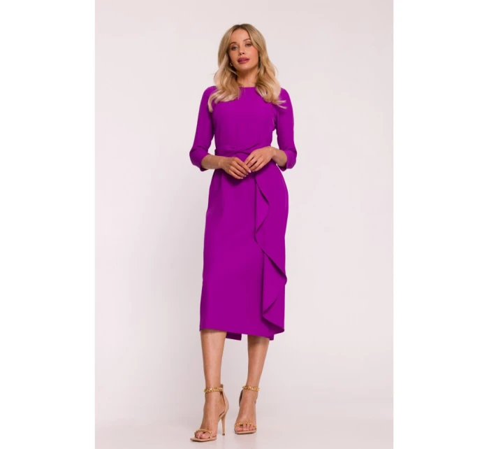 S425 Šaty s volánom - levanduľové