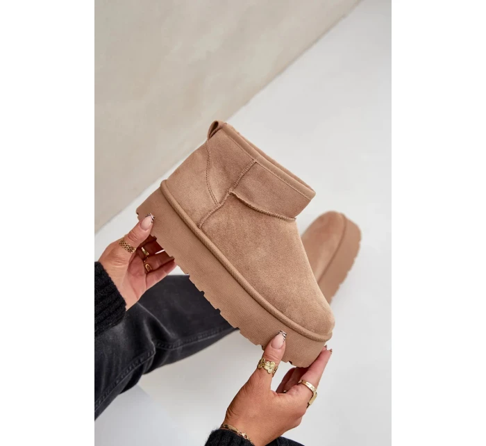 Dámske snežnice na platforme Ninala - tmavo béžové Dámske snežnice na platforme Ninala - tmavo béžové