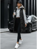 Dámska dlhá prešívaná vesta čierna FashionStreet TY5269