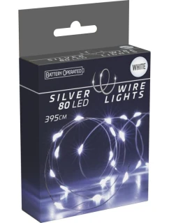 DRÔTENÉ SVETLÁ BATÉRIOVO OVLÁDANÉ GIRLANDY 80 LED STUDENÁ BIELA