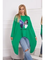 Oversize halenka s potiskem světle zelená Oversize halenka s potiskem světle zelená