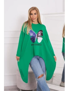 Oversize blúzka s potlačou svetlo zelená