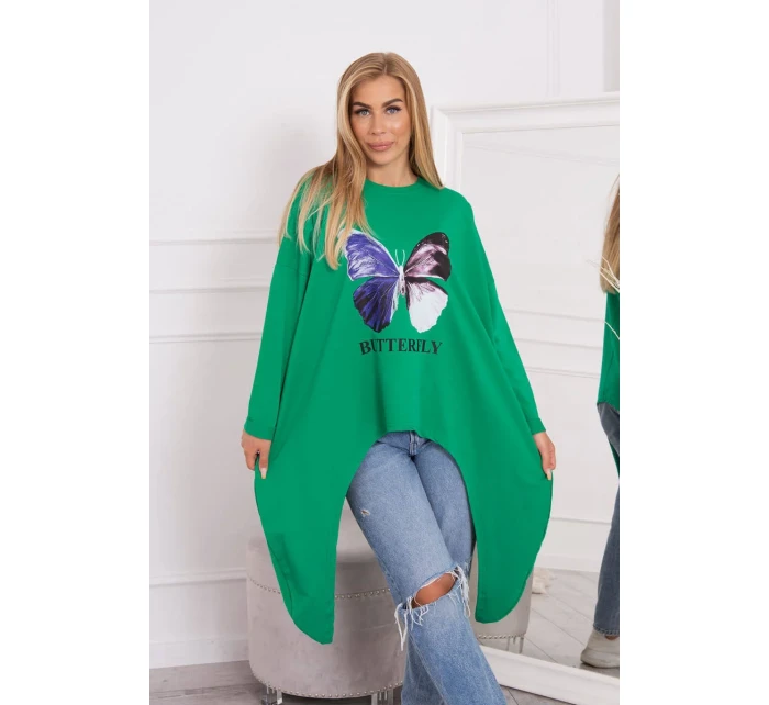 Oversize halenka s potiskem světle zelená Oversize halenka s potiskem světle zelená