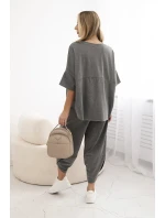 Súprava bavlnená blúzka + nohavice Grafit Súprava bavlnená blúzka + nohavice Grafit