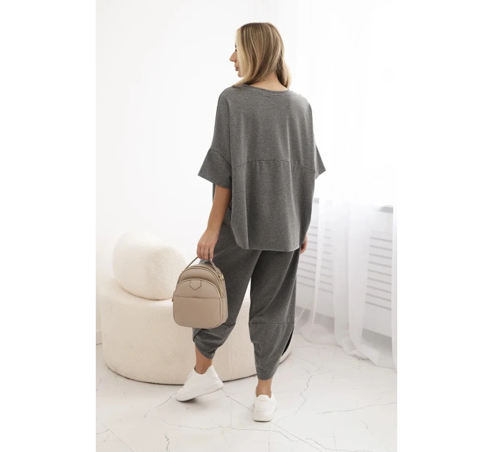 Súprava bavlnená blúzka + nohavice Grafit Súprava bavlnená blúzka + nohavice Grafit