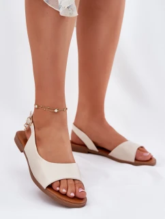 Dámské Sandály Na Plochém Podpatku Béžové model 21698458 - EVENTO