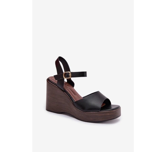 Dámské sandály na platformě Eko kůže Černé model 21937502 - Boto