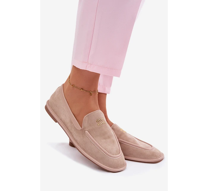 Dámské ploché mokasíny s lemovkou Vinceza Béžové Dámské ploché mokasíny s lemovkou Vinceza Béžové