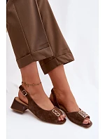Elegantní sandály z přírodního semiše na podpatku D&A CE61-3127 Hnědé