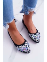 Kožené Baleríny S Ozdobnými model 21511193 Černé Crystal - Boto