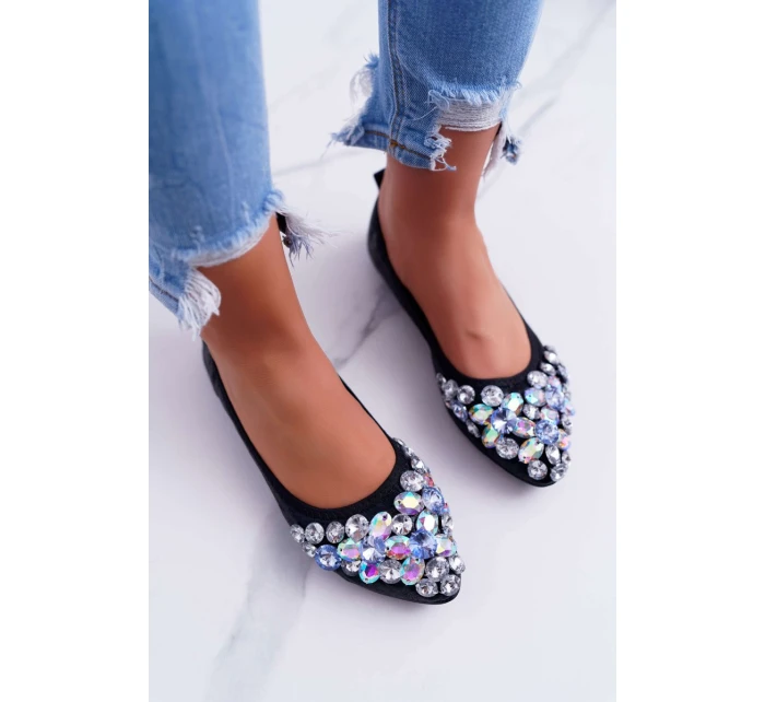 Kožené Baleríny S Ozdobnými model 21511193 Černé Crystal - Boto