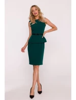 S427 Peplum šaty - zelené
