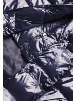 Tmavomodré dlhé dámske sako s opaskom (ag8-8002)